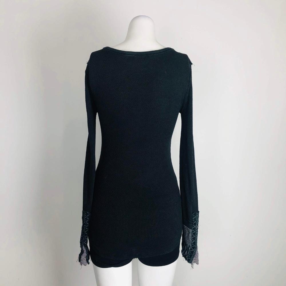 We The Free Kyoto Cuff Thermal Black Top Shirt Tee - Picture 7 of 8